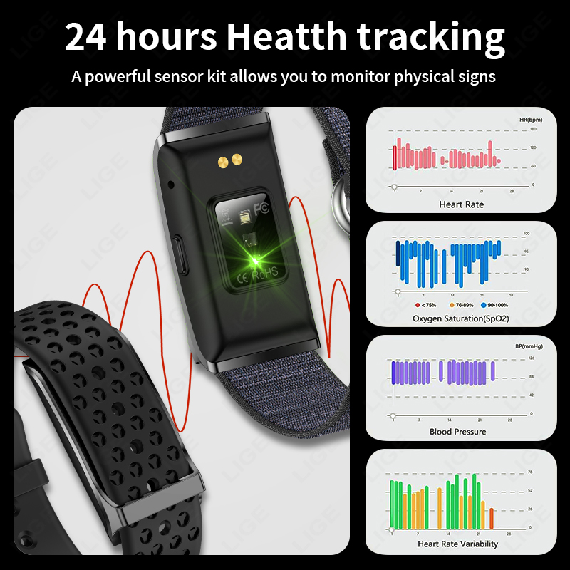 LIGE สมาร์ทวอท์ช Heart Rate เค - Health Wellness Bracelet บทวิจารณ์และราคา